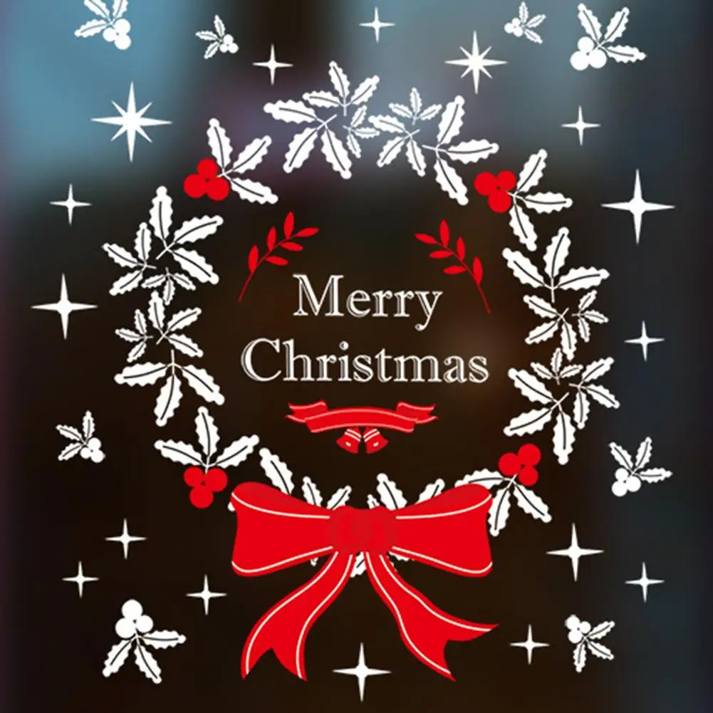 45x60cm Waterproof PVC Christmas Wreath Design Removable Showcase Window Wall Sticker Decal Xmas Decoration | Дом и сад