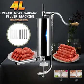 

4L Manual Sausage Maker Syringe Stainless Steel Sausage Filler Kitchen Meat Stuffing Preparation Salami Making Sausage Stuffer
