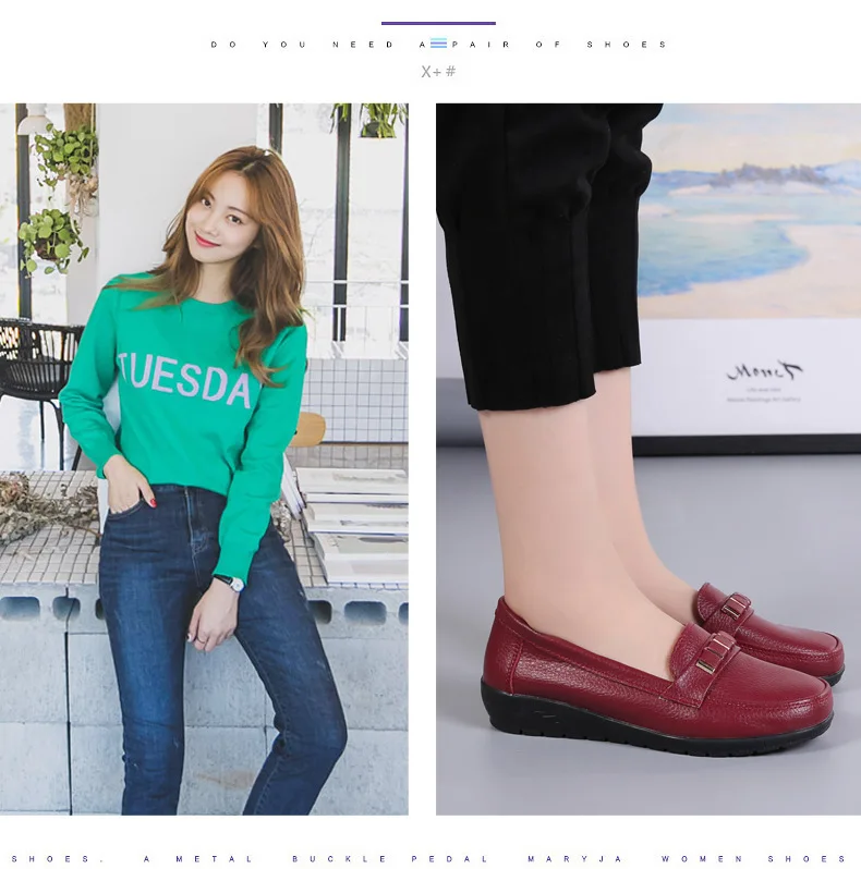 Women shoes genuine leather loafers non-slip solid color casual shoes ladies 2022 new fashion flats woman shoes zapatos de mujer