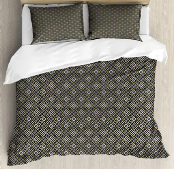 

Abstract Duvet Cover Set Streaks Overlapping with Square Formations 3 Piece Bedding Set Mustard Grey