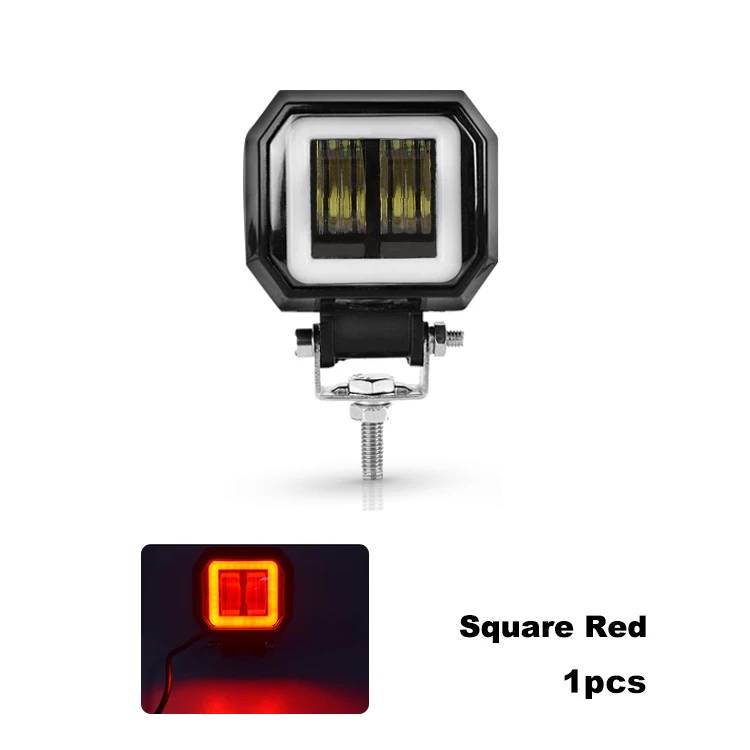 1pcs square red Nlpearl 3 дюйма Круглый СВЕТОДИОДНЫЙ противотуманные фары для авто 4 × 4 SUV 20 Вт Автомобильный свет с светодиодный ангельские глазки для внедорожника грузовика трактора точечный луч 9-32 в - Цвет: 1pcs square red