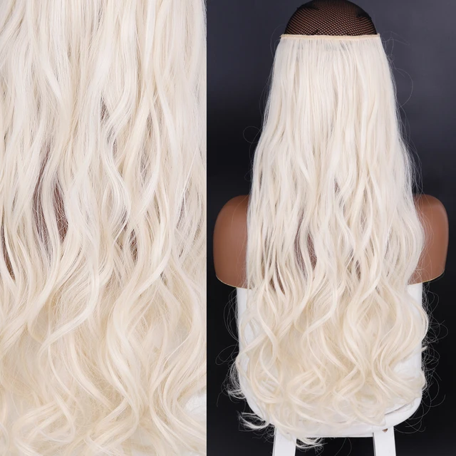 Synthetic No Clip Invisible Wire Hair Extensions Straight Natural Black Blonde One Piece False Hairpiece Halo Hair Extension J-60