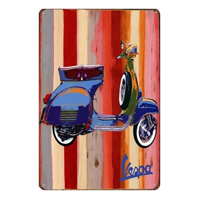 Я люблю скутер Vespa потертая шикарная гаражная тарелка настенный паб домашний