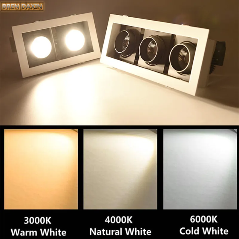 밝기 조절 가능한 LED 다운 라이트, COB 스포트 라이트, 사각형 LED 스카이 라이트, AC85-265V 내장 인테리어 조명, 10W15W20W30W45W