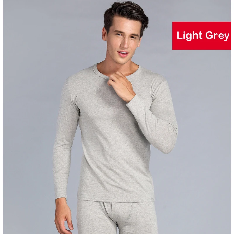 Light grey Лайкровый хлопковый теплый костюм для формирования тела, комплекты термобелья, зимняя мужская и женская термо одежда, зимняя одежда, термо костюм - Цвет: Light grey
