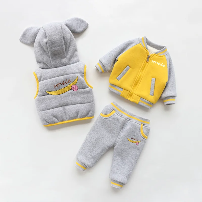 

A Week Or Two Winter Warm plus Velvet Autumn Baby Infants Thick Set Clothes Men And Women Love Expression Zip-up Shirt