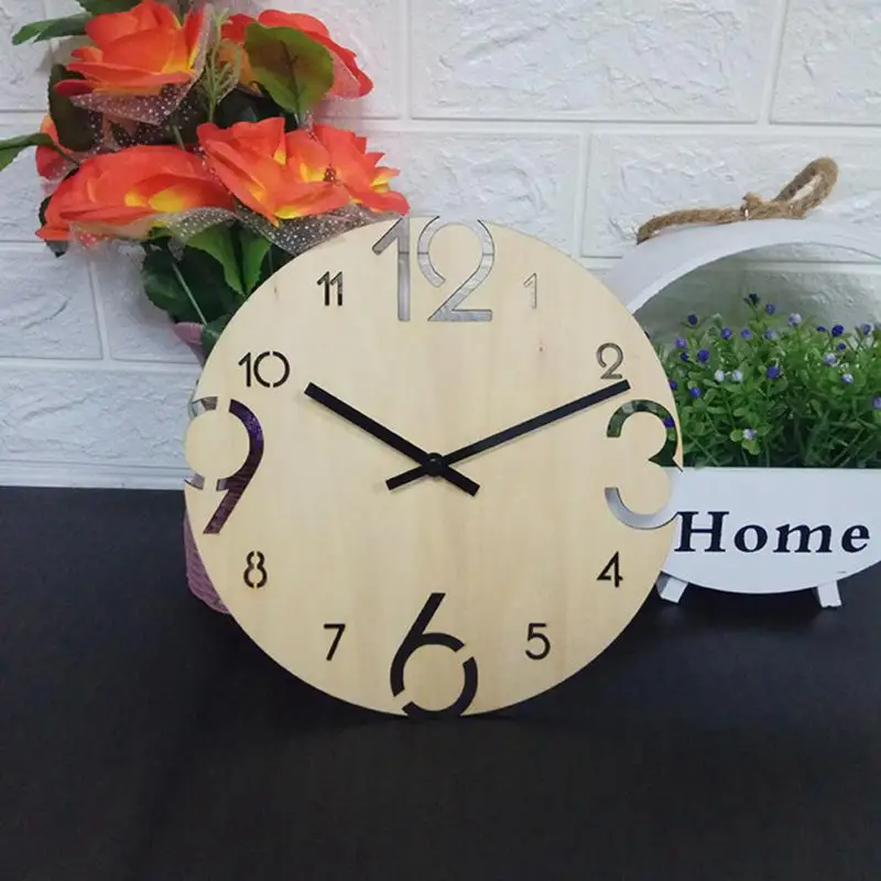 24CM Kitchen Wooden Living Room Fashion Wall DIY Watch Clock Digital Home Decor