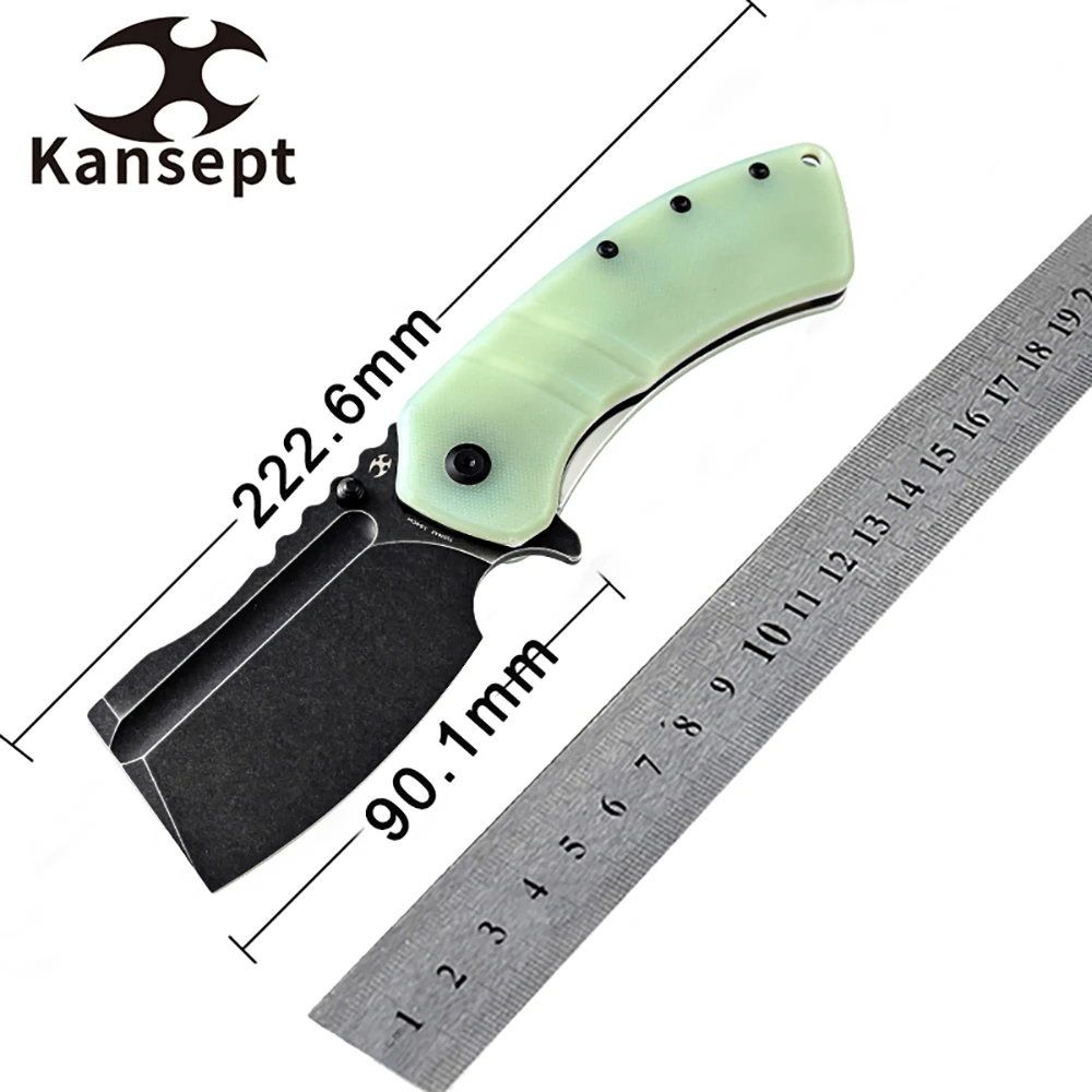 Kansept XL Korvid T1030A3 Pocket Knife Cleavers 154C M Blade Jade G10