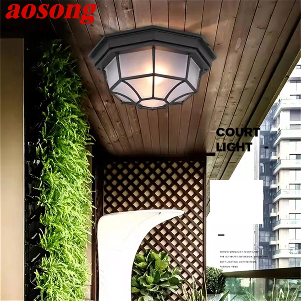 AOSONG European Style Ceiling Light Outdoor Modern LED Lamp Waterproof for Home Corridor Decoration