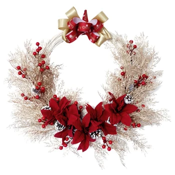 

Simulation Gold Wreath Christmas Door Decoration Wreath Holiday Window Decoration Ornaments