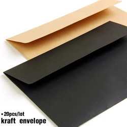 Lot de 20 enveloppes en papier kraft vintage style européen, accessoire pour réaliser des cartes d'invitation ou de visite, noir blanc ou rouge 