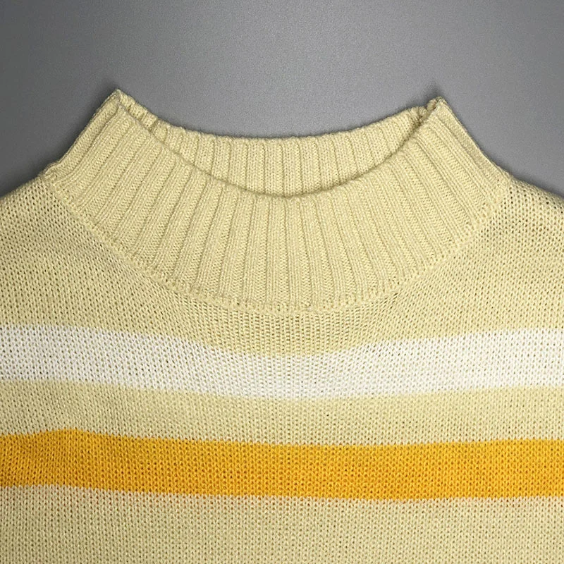 Fitshinling полосатый желтый свитер женская одежда трикотаж Повседневный Boho пуловер тонкий длинный рукав свитера Зимние джемперы