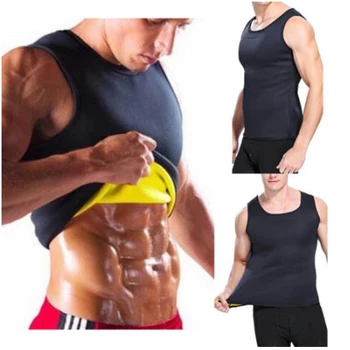 

Men Waist Trainer Vest Sauna Sweat Body Shaper Tank Top Bodycon Stretchy Slimming Trimmer T Shirt Plus Size M-4XL 2020 New