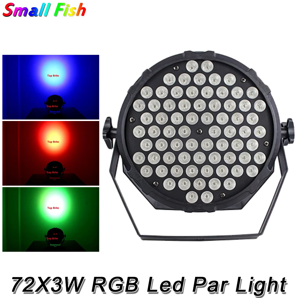 

4Pcs New Design 72X3W RGB Full Color Led Par Light DMX Stage Lights Business Lights Professional Flat Par Can For KTV Nightclubs
