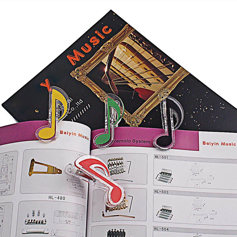 Newly 4 Pcs Musical Note Book Page Clips Portable for Stationery Folder Photos Tickets S66