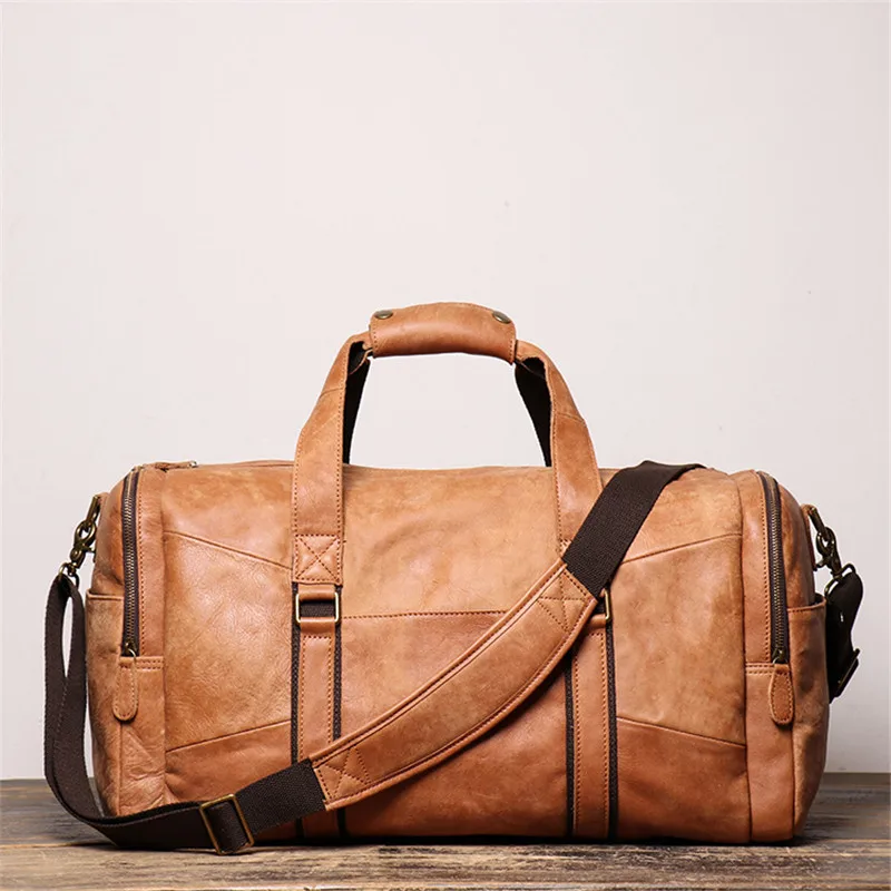 Waliicorners Highend Large Vintage Genuine Leather Business Men Travel Bags Shoulder Messenger Duffle Bag 43 13087559646_1180834914