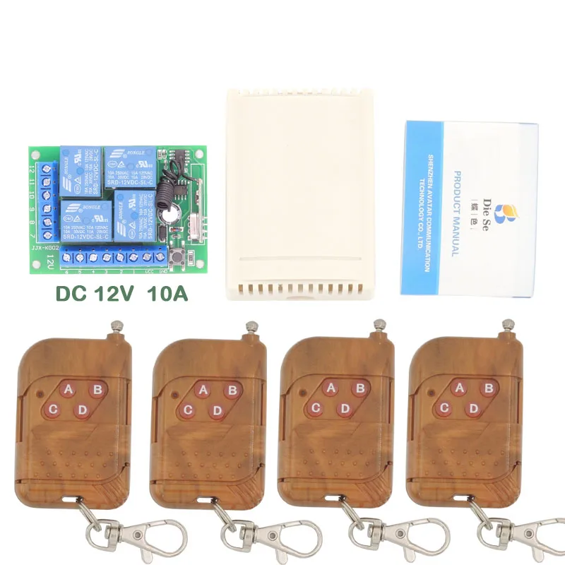 

433MHz Universal Remote Control DC12V 4CH rf Relay Receiver and Transmitter for Universal Garage door\ gate Controller and so on