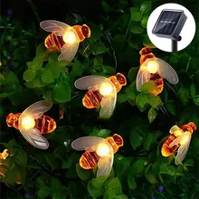 Solar Powered Honey Bee String Lights 50 100 Led Garden Outdoor Fairy lamp Decor