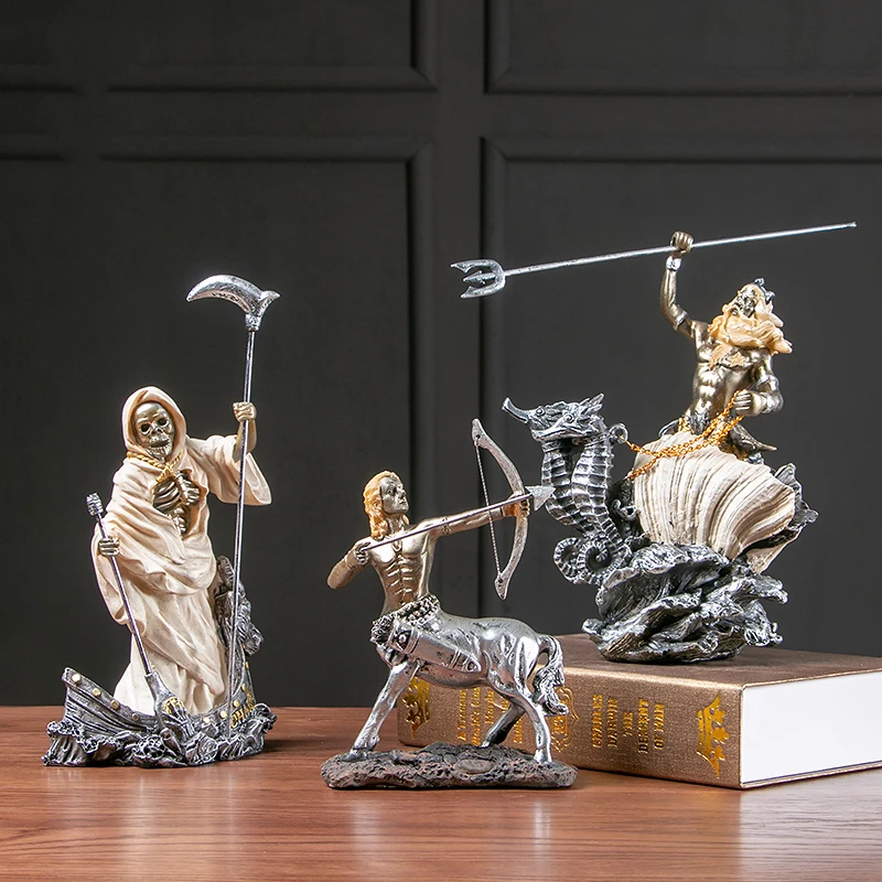 Древняя греческая мифологическая Смола ремесло Винтаж Домашний Декор Poseidon Zeus Grim