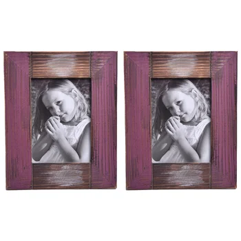 

2 Pcs Vintage Countryside Style Wooden Photo Frame Picture Table Display Ornaments for Home Shop Store Decoration (Red)