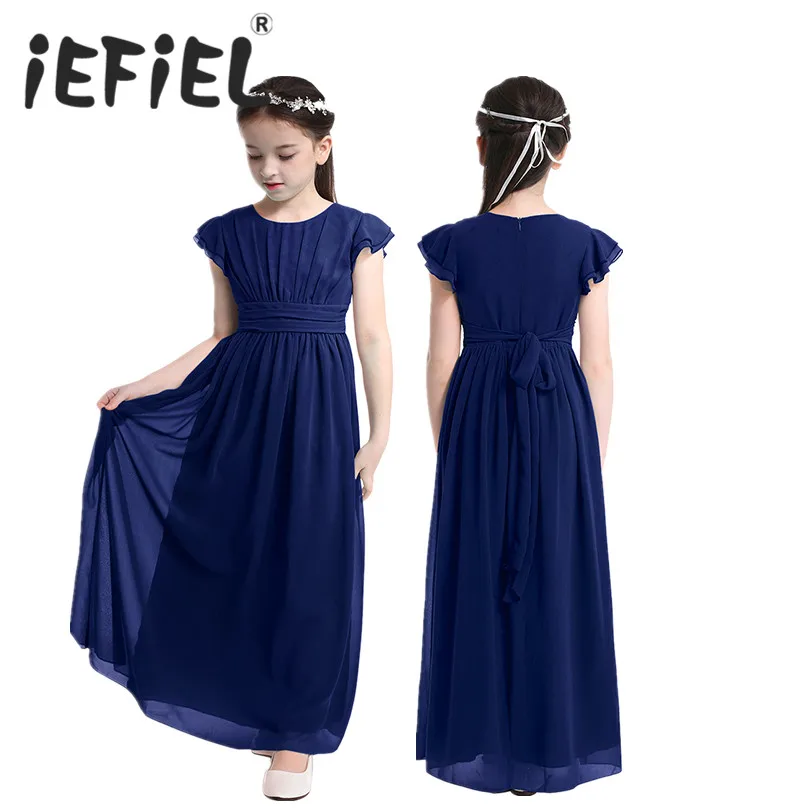 Girls Dress Kids Clothes Flower Girls Dress Kids Chiffon Wedding Pageant Summer Princess Party Ball Gown Tulle Dresses Children Teenage