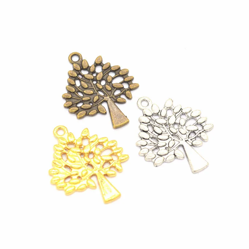 

Tree of Life Crystal Round Small Pendant Necklace Parts Gold Silver Colors Bijoux Collier Elegant Women Jewelry Making Findings