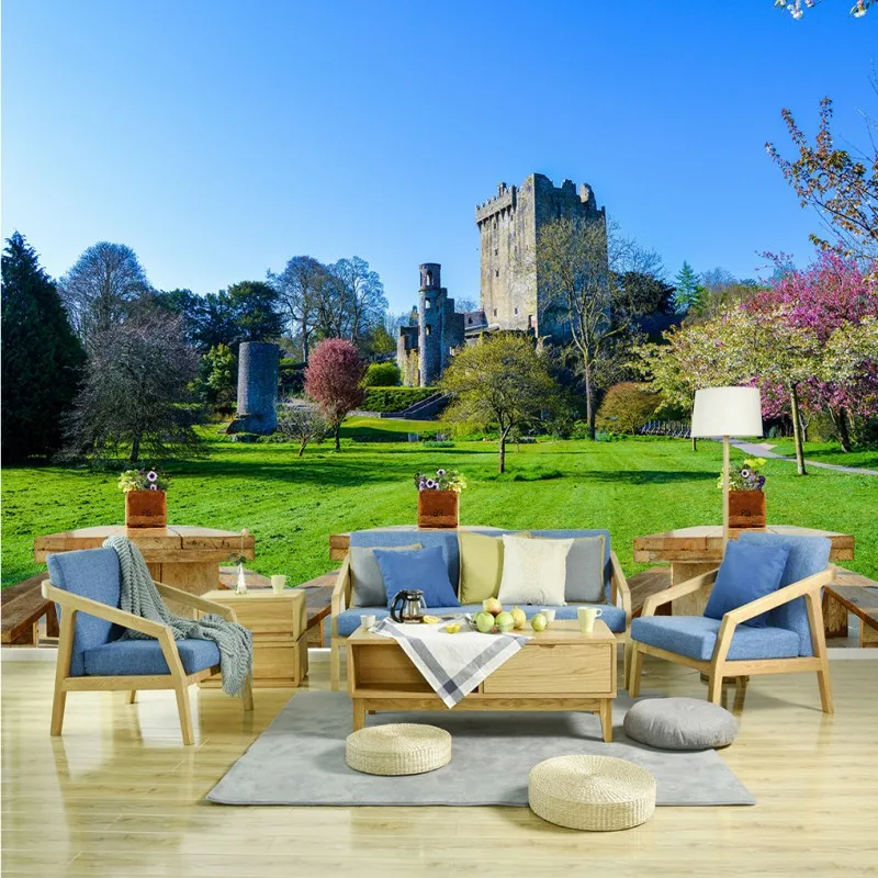 

Drop Shipping Custom Photo Wallpaper Beautiful Natural Scenery Building Wallpaper Balcony Decorative Background Mural