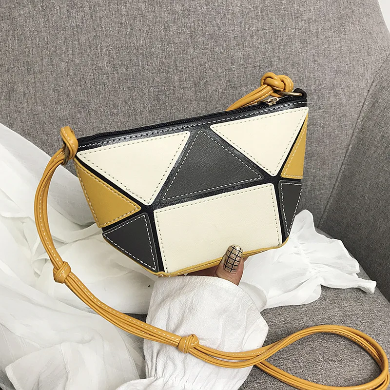 

Geometry Joint Mini Bag Women's 2019 New Style Fashion Versitile Fashion Contrast Color Textured Non-mainstream Shoulder Bag