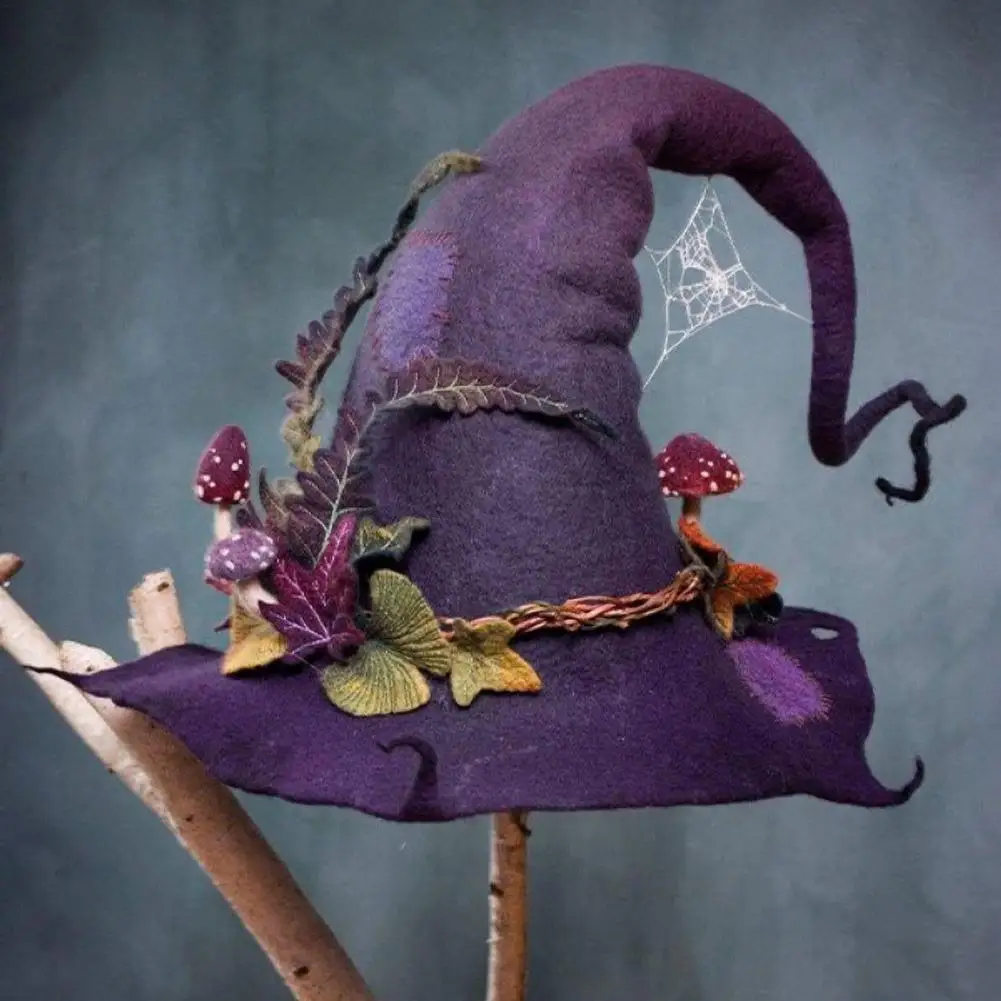 Laine En feutre Avec bord large L&ieserram Chapeau de sorcière pour Halloween Pour fête Pour femme et homme Pour l'hiver 