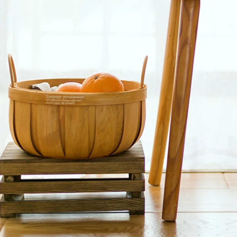 

French Country Fruit Basket Picnic Basket Pumpkin Shaped Wood Basket Dessert Table Decoration