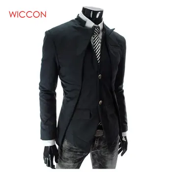 

2020 Top Brand Fashion Men's Suit Jacket Slim Asymmetrical Design Tuxedo Jacket Solid Business Suit