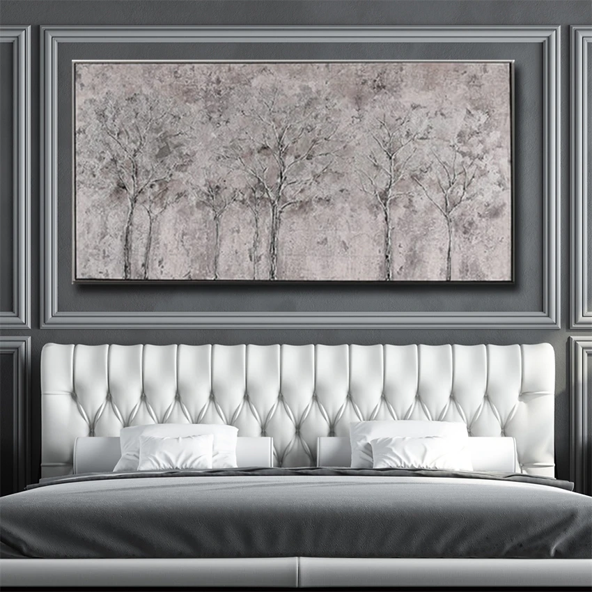 

Abstract Gray Tree 100% Hand Painted Unframed Birch Tree Oil Painting Wall Canvas Pictures Art Home Wall Room Decor Paintings