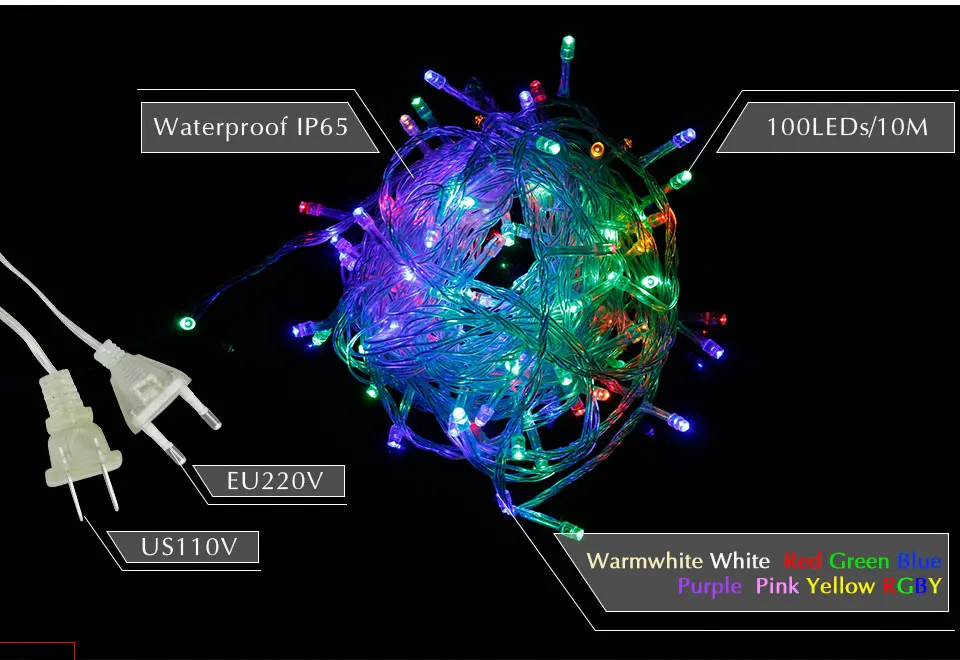 10 м 20 м 50 м RGB светодиодный Рождественский струнный свет фея домашнее внутреннее наружное Luces Decoracion 10 светодиодный s/m Диодная Гирлянда новогодняя свадьба