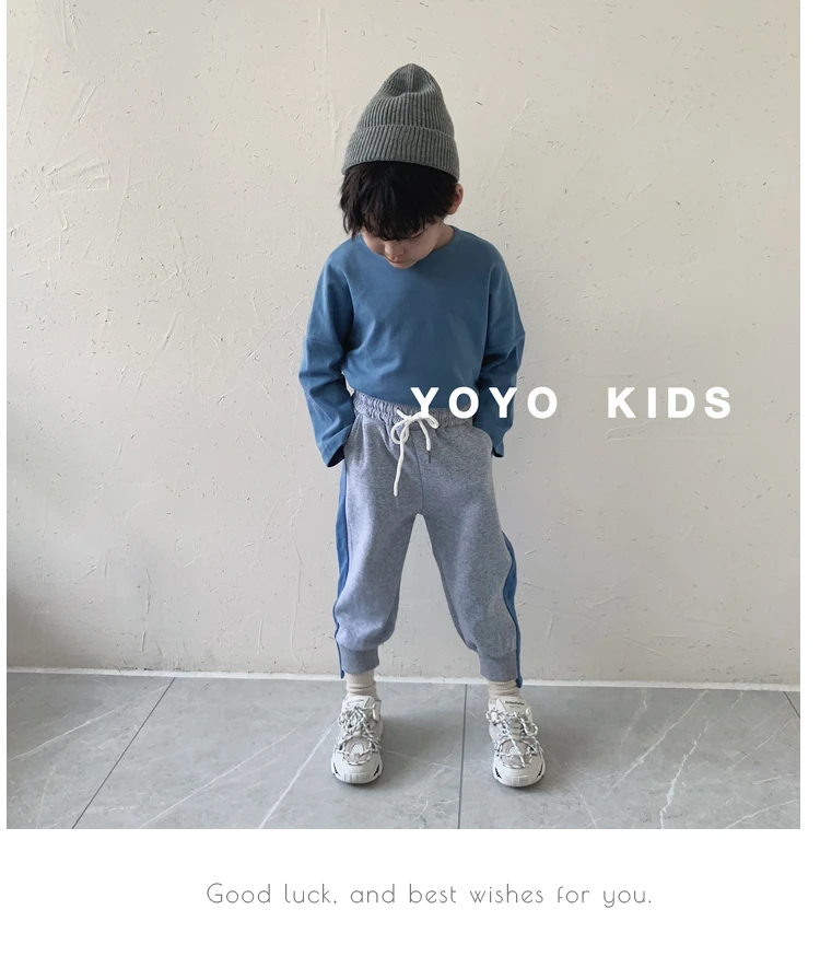 Children Autumn New Boys Pants Baby Girls Side Strip Sports Casual Cotton Pants Kids Drawstring Cotton Loose Trousers