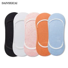 5 пара/лот = 10 штук, хлопковые неглубокие невидимые носки, модные женские летние силиконовые Нескользящие короткие носки для женщин