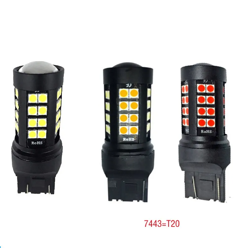 2 шт. T20 7443 7440 W21/5 Вт 33 SMD 3030 светодиодный красный, белый автомобильные габаритные огни стоп-сигналы противотуманные Автомобильные фары поворотники белый цвет красный, желтый 12V