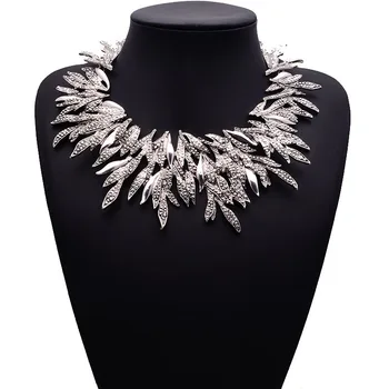 

BK Vintage Gold Silver Leaf Necklace Branch style Chocker Statement Bib Collar Female Clavicle Chain Vogue Exaggerated Jewelry