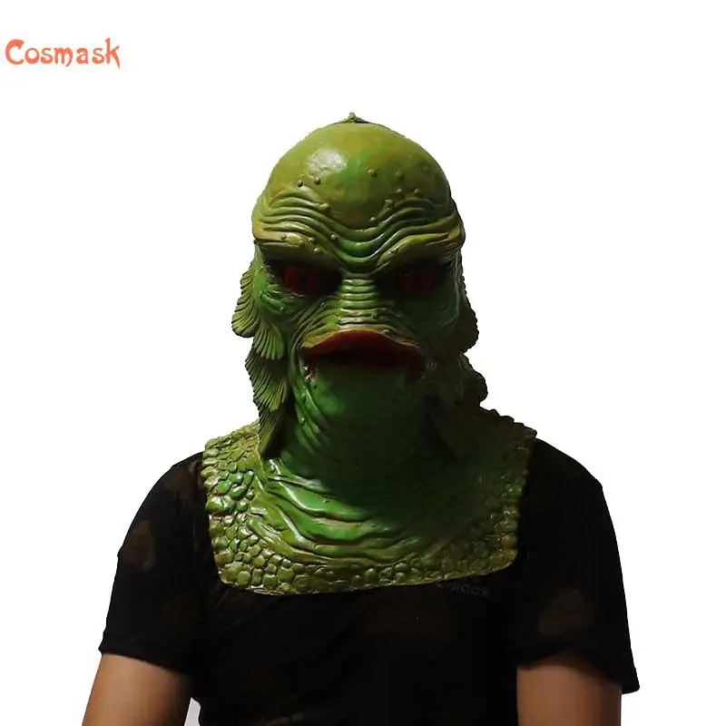 Cosmask Latex Meerjungfrau Monster Mann Kopfbedeckungen Grun Fisch Monster Maske Maskerade Aquatische Tier Fisch Kopf Boys Costume Accessories Aliexpress