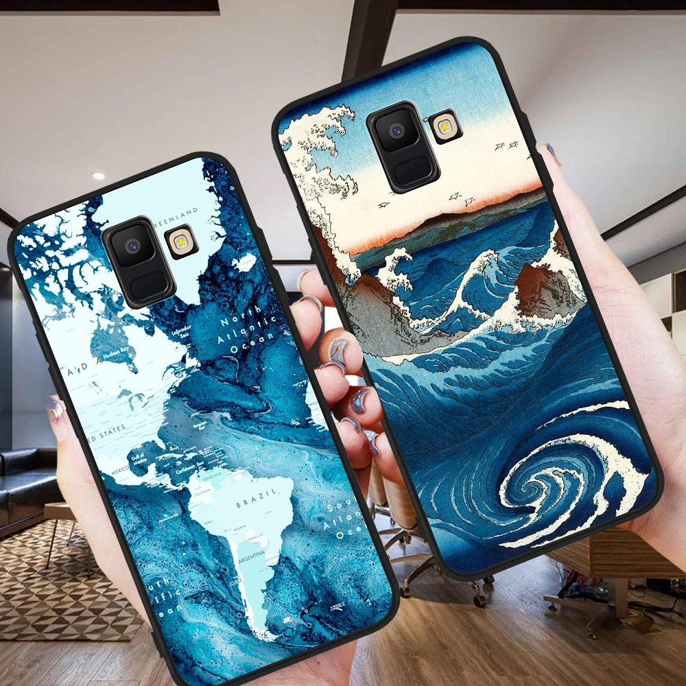 Чехол для телефона Samsung Galaxy A3 A5 A6 A7 A8 A10 A20E A30 A40 A50 A70 A90 J3 J4 J5 J6 J7 J8 Plus Wave карта мира
