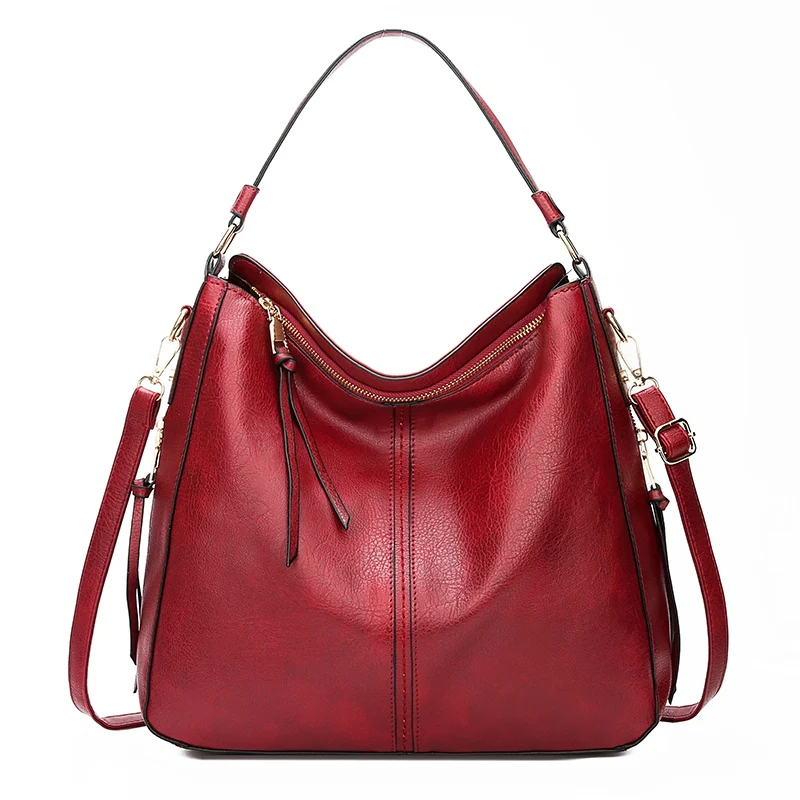 DIDABEAR Сумка Хобо модная женская сумка женская большая сумка женская винтажная сумка через плечо кожаная сумочка-мессенджер для шопинга сумка - Цвет: Красный