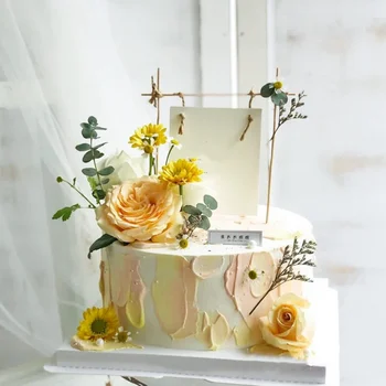 

1 set writing cards Birthday Cake Topper Cake Flags DIY flowers Wedding Party Cupcake Decoration For Baby Shower Party Supplies