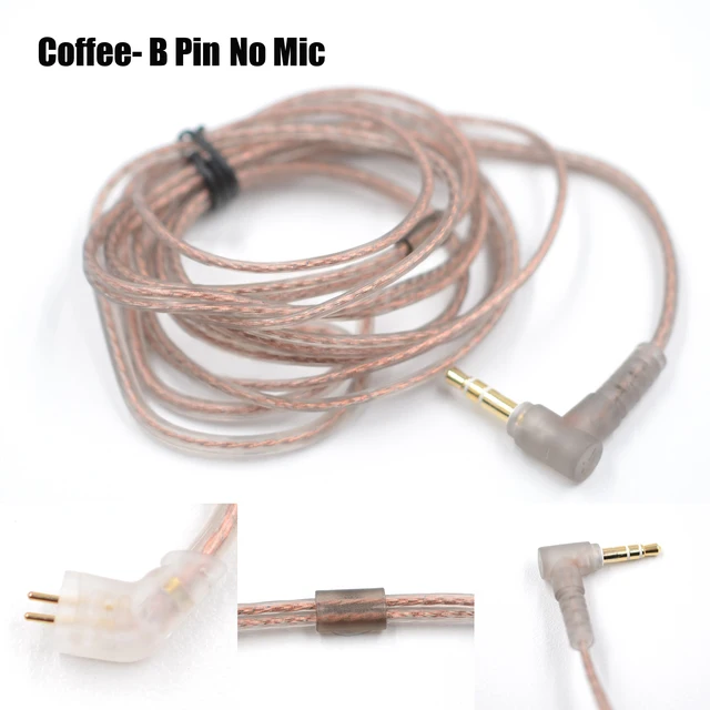 KZ Original Cable ZST ZSN ZS10 Pro EDX AS12 Headphones Mic Cable 2PIN Upgrade Cable Earphone Original  Silver plated Cable Wire B Pin Coffee  No Mic