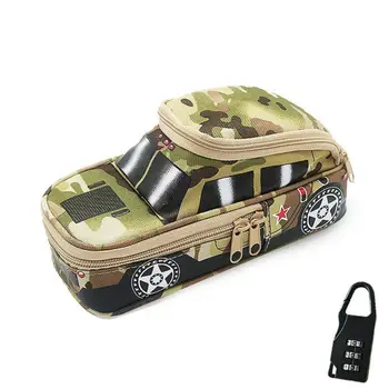 

Vehicle Pen Pouch Bag With Combination Lock Pencil Case Double Zipper For Boys