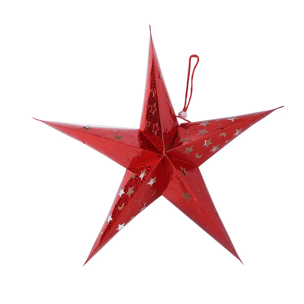 Лазерная бумага светлый оттенок вечерние пятиконечная звезда лампа фонарь Рождественский абажур
