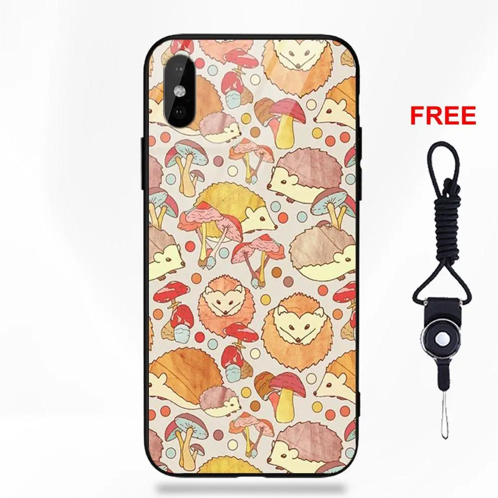 Мягкий ТПУ чехол+ закаленное стекло милый Ежик дикая природа для Apple iPhone 5 5C 5S SE 6 6S 7 8 Plus X XS Max XR - Цвет: as picture