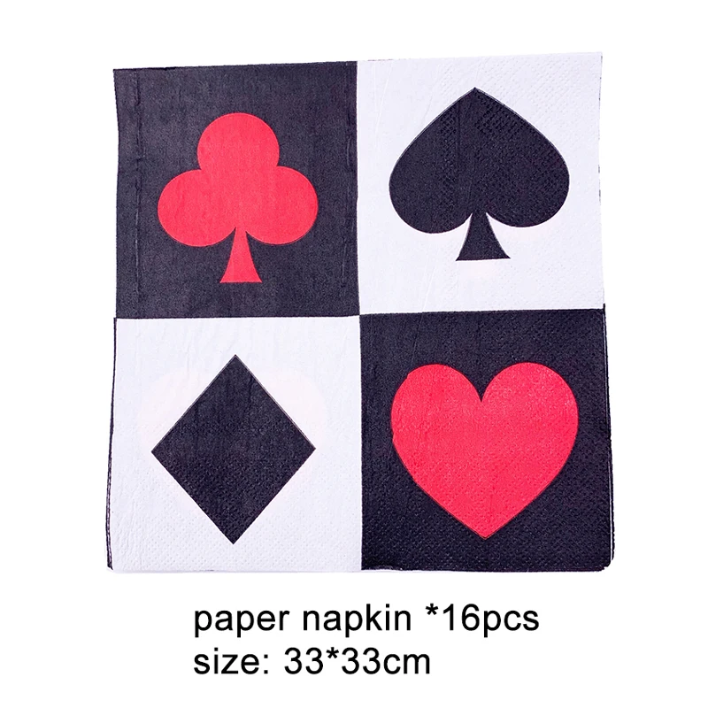 paper napkin x16pcs Для 8 человек казино вечерние украшения игральных карт тема вечерние День рождения поставки взрослая курица вечерние бакалавра вечерние украшения - Цвет: paper napkin x16pcs