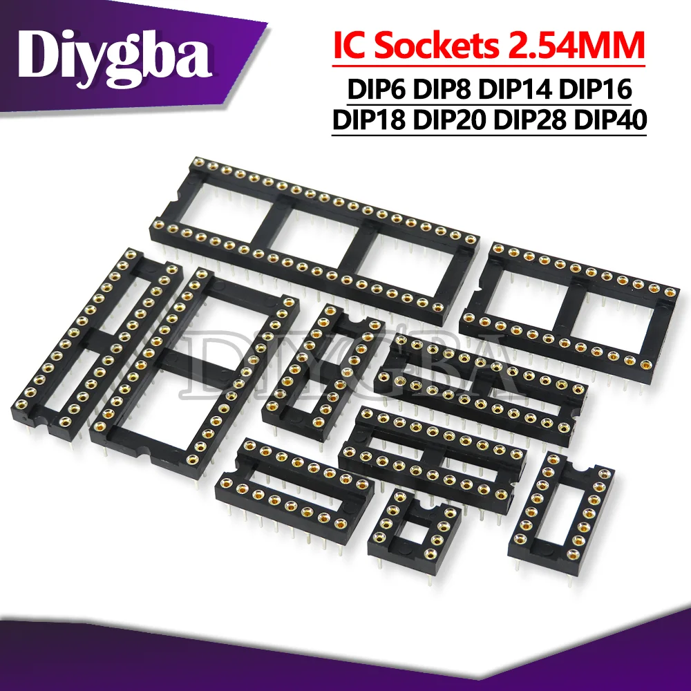 10 шт. ИС розетки 2 54 мм DIP6 DIP8 DIP14 DIP16 DIP18 DIP20 DIP28 DIP40 контакты разъем DIP-розетка 6 8 14 16 18 28