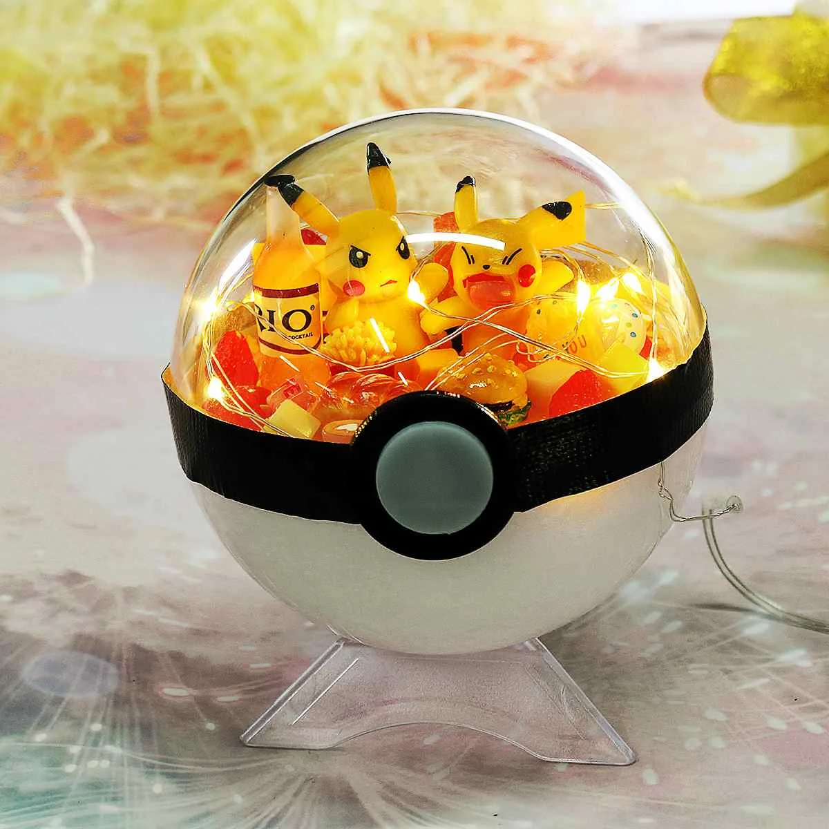 Прозрачный шар Pika Charizard Squirtle pokemones, фигурки, игрушки, украшение комнаты, подарок для детей, рождественские подарки для Пикачу - Цвет: 9