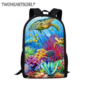

Twoheartsgirl Underwater Dolphin/Fish Print School Backpack for Kids Boys Girl School Back Packs Cute Children Rucksack Escolar