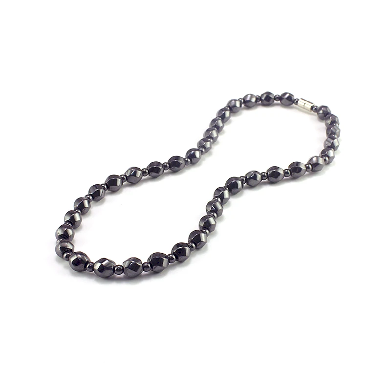 Magnetic Hematite Twisted Round Beads Energy Necklace for Men and Women Healthy Jewelry Handmade Therapy
